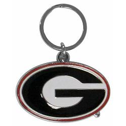 Georgia Bulldogs Chrome Logo Cut Keychain