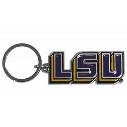 LSU Tigers Chrome Logo Cut Keychain