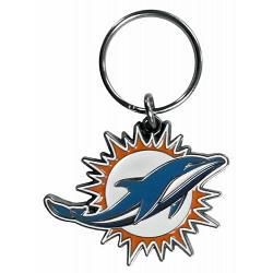 Miami Dolphins Chrome Logo Cut Keychain