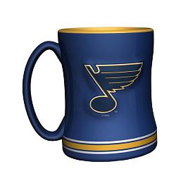 St. Louis Blues Coffee Mug 14oz Sculpted Relief Team Color