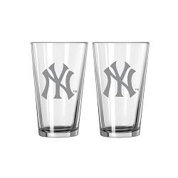 New York Yankees Glass Pint Frost Design 2 Piece Set