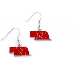 Nebraska Cornhuskers Earrings State Design