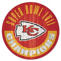 Kansas City Chiefs Sign Wood 14 Inch Round Super Bowl 58 Champs