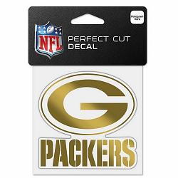 Green Bay Packers Decal 4x4 Perfect Cut Metallic Gold -