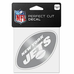 New York Jets Decal 4x4 Perfect Cut Metallic Silver -