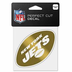 New York Jets Decal 4x4 Perfect Cut Metallic Gold -