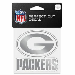 Wincraft Green Bay Packers Decal 4x4 Perfect Cut Metallic Silver -