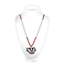 Wisconsin Badgers Beads with Medallion Mardi Gras Style Alternate