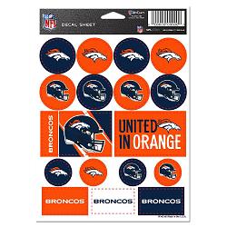 Denver Broncos Decal Sheet 5x7 Vinyl