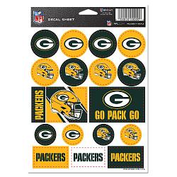 Green Bay Packers Decal Sheet 5x7 Vinyl