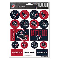 Houston Texans Decal Sheet 5x7 Vinyl