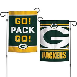 Green Bay Packers Flag 12x18 Garden Style 2 Sided Slogan Design