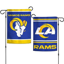 Los Angeles Rams Flag 12x18 Garden Style 2 Sided Slogan Design