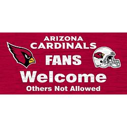 Arizona Cardinals Wood Sign - Fans Welcome 12"x6"