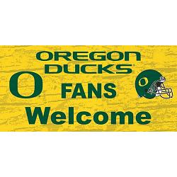 Oregon Ducks Sign Wood 12x6 Fans Welcome