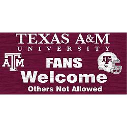 Texas A&M Aggies Wood Sign - Fans Welcome 12"x6"