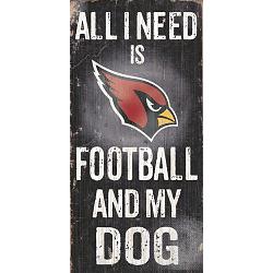 Arizona Cardinals Wood Sign - Football and Dog 6"x12"