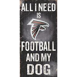 Atlanta Falcons Wood Sign - Football and Dog 6"x12"