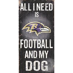 Baltimore Ravens Wood Sign - Football and Dog 6"x12"