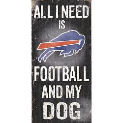 Buffalo Bills Wood Sign - Football and Dog 6"x12"