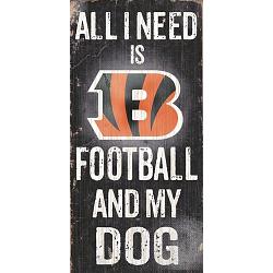 Cincinnati Bengals Wood Sign - Football and Dog 6"x12"