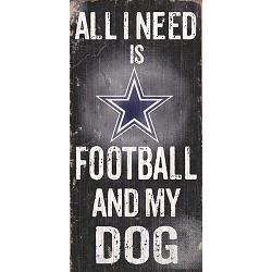 Dallas Cowboys Wood Sign - Football and Dog 6"x12"