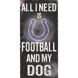 Indianapolis Colts Wood Sign - Football and Dog 6"x12"