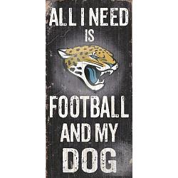 Jacksonville Jaguars Wood Sign - Football and Dog 6"x12"