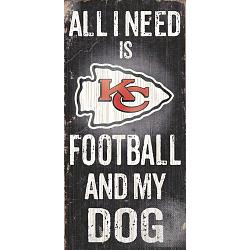 Kansas City Chiefs Wood Sign - Football and Dog 6"x12"