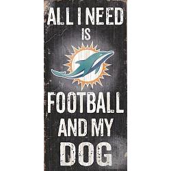 Miami Dolphins Wood Sign - Football and Dog 6"x12"