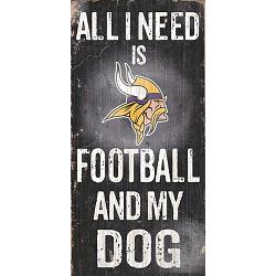 Minnesota Vikings Wood Sign - Football and Dog 6"x12"