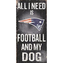 New England Patriots Wood Sign - Football and Dog 6"x12"