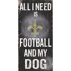 New Orleans Saints Wood Sign - Football and Dog 6"x12"