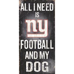 New York Giants Wood Sign - Football and Dog 6"x12"