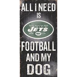 New York Jets Wood Sign - Football and Dog 6"x12"