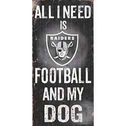 Las Vegas Raiders Wood Sign - Football and Dog 6"x12"