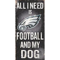 Philadelphia Eagles Wood Sign - Football and Dog 6"x12"