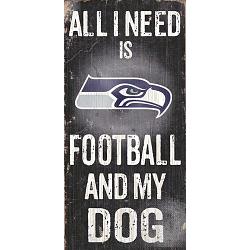 Seattle Seahawks Wood Sign - Football and Dog 6"x12"