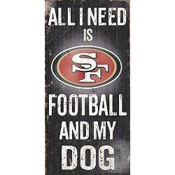 San Francisco 49ers Wood Sign - Football and Dog 6"x12"