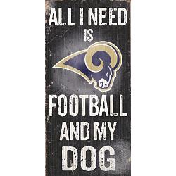 Los Angeles Rams Wood Sign - Football and Dog 6x12