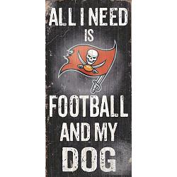 Tampa Bay Buccaneers Wood Sign - Football and Dog 6"x12"