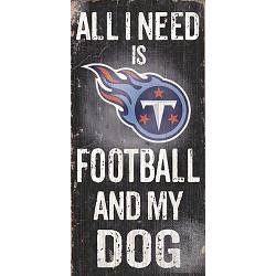 Tennessee Titans Wood Sign - Football and Dog 6"x12"