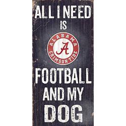 Alabama Crimson Tide Wood Sign - Football and Dog 6"x12"