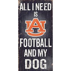 Auburn Tigers Wood Sign - Football and Dog 6"x12"