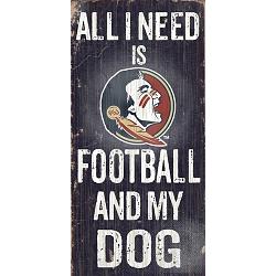 Florida State Seminoles Wood Sign - Football and Dog 6"x12"