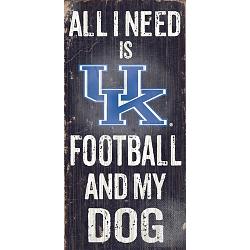 Kentucky Wildcats Wood Sign - Football and Dog 6"x12"