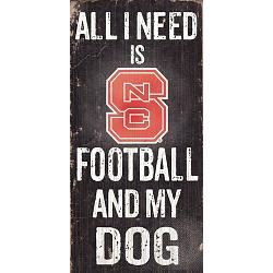 North Carolina State Wolfpack Wood Sign - Football and Dog 6x12