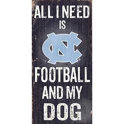North Carolina Tar Heels Wood Sign - Football and Dog 6"x12"