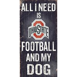 Ohio State Buckeyes Wood Sign - Football and Dog 6"x12"