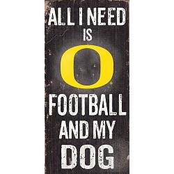 Oregon Ducks Wood Sign - Football and Dog 6"x12"